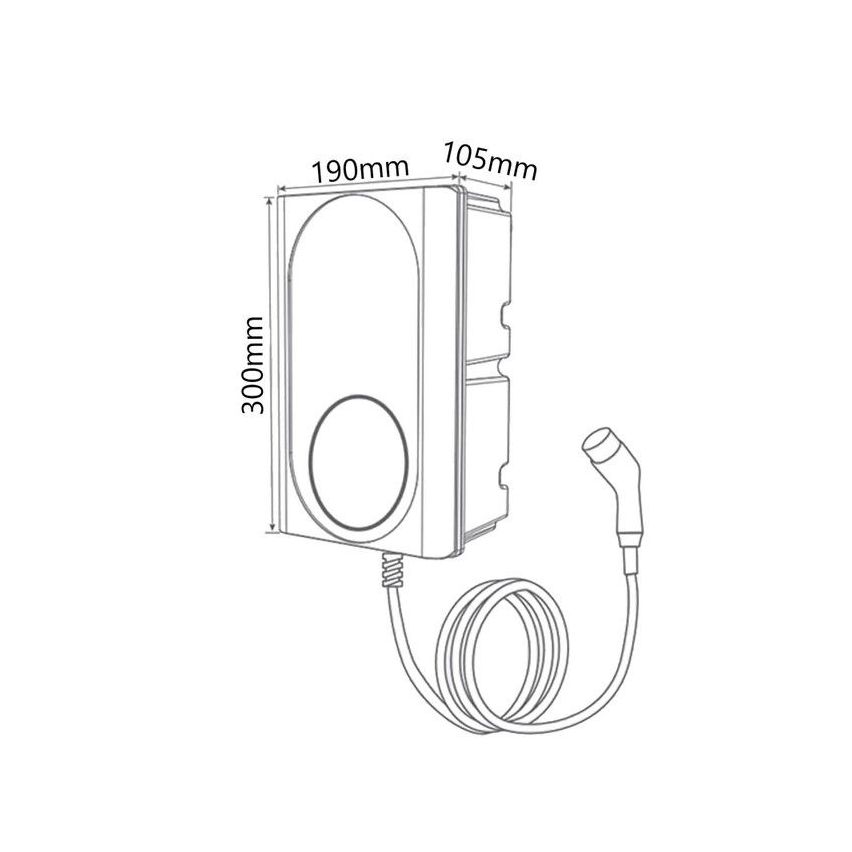 EVEC 7.4KW EV CHARGER WITH TETHERED CABLE, TYPE 2, SINGLE PHASE