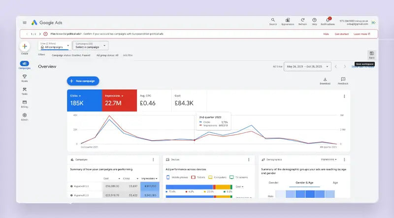 Google Ads account overview